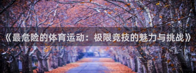 凯发官方正版app新能源：《最危险的体育运动：极限竞技的魅力